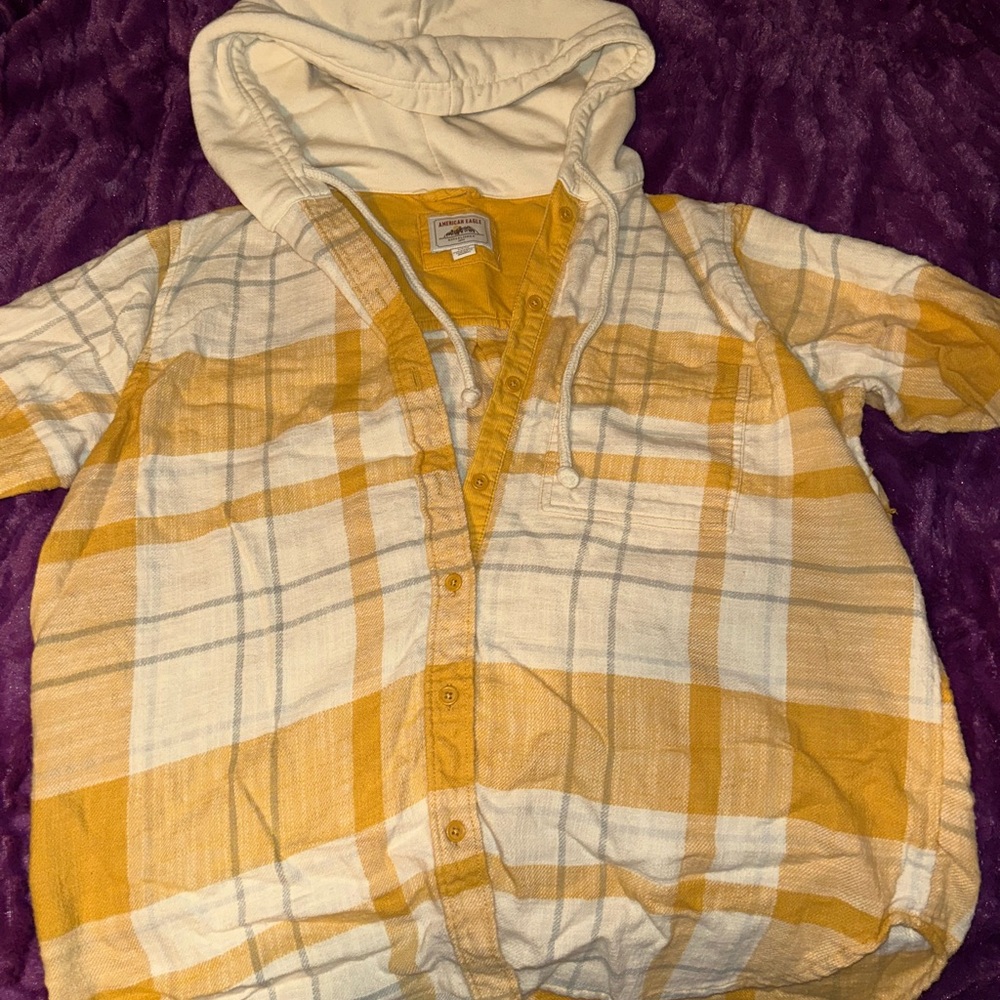 American Eagle Hooded Button-Up flannel